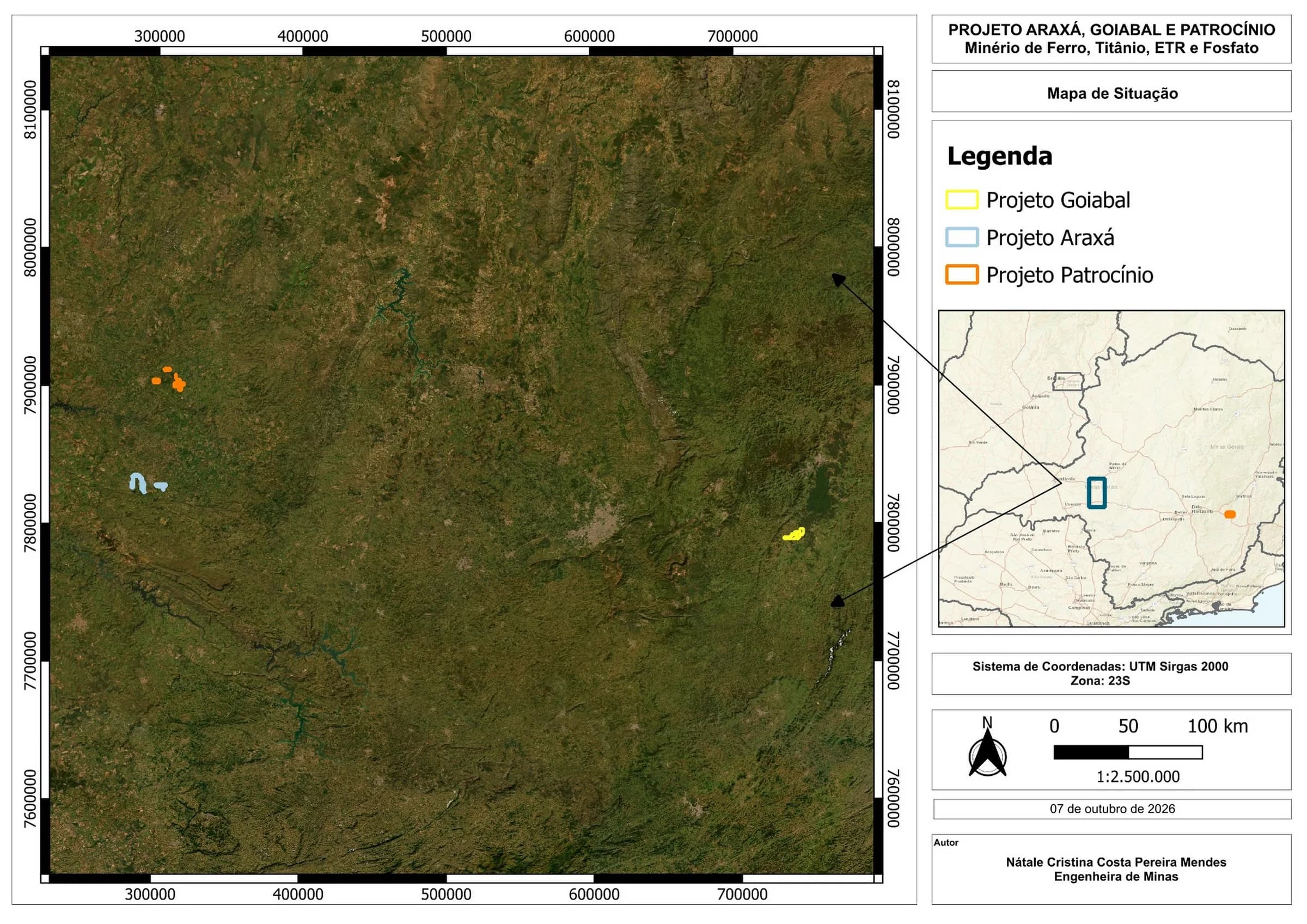 Mapa de localização do cluster Patrocínio, Araxá e Goiabal, imagem 1
