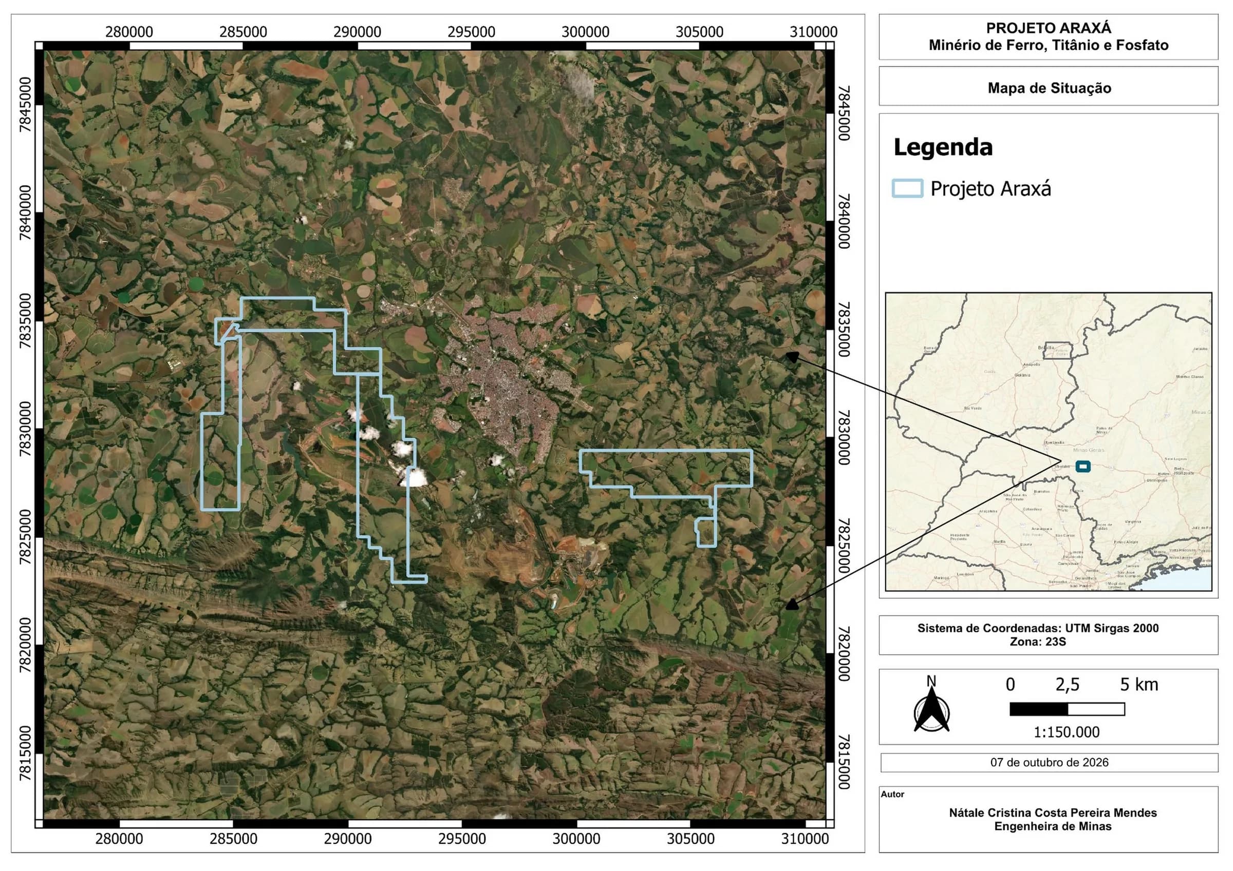 Mapa de localização do cluster Patrocínio, Araxá e Goiabal, imagem 2
