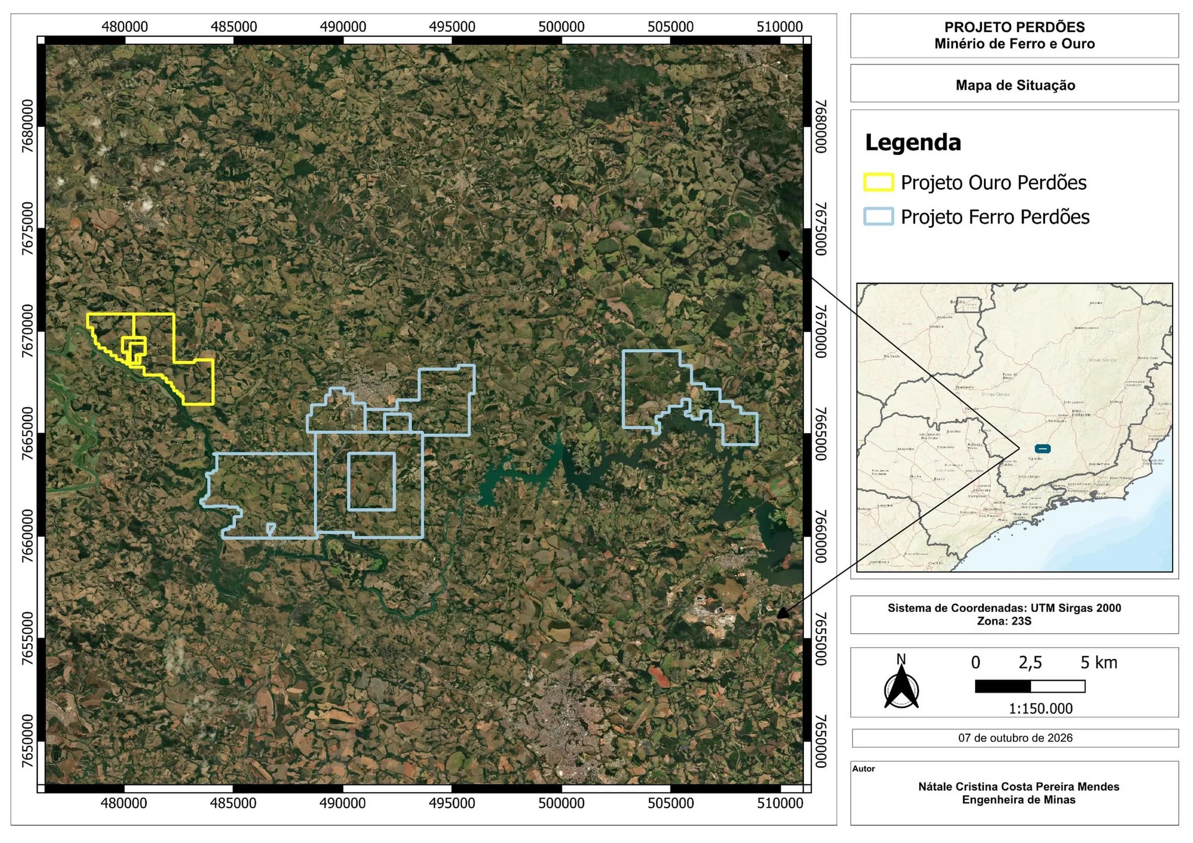 Mapa de localização do cluster Ferro Perdões e Ouro, imagem 1
