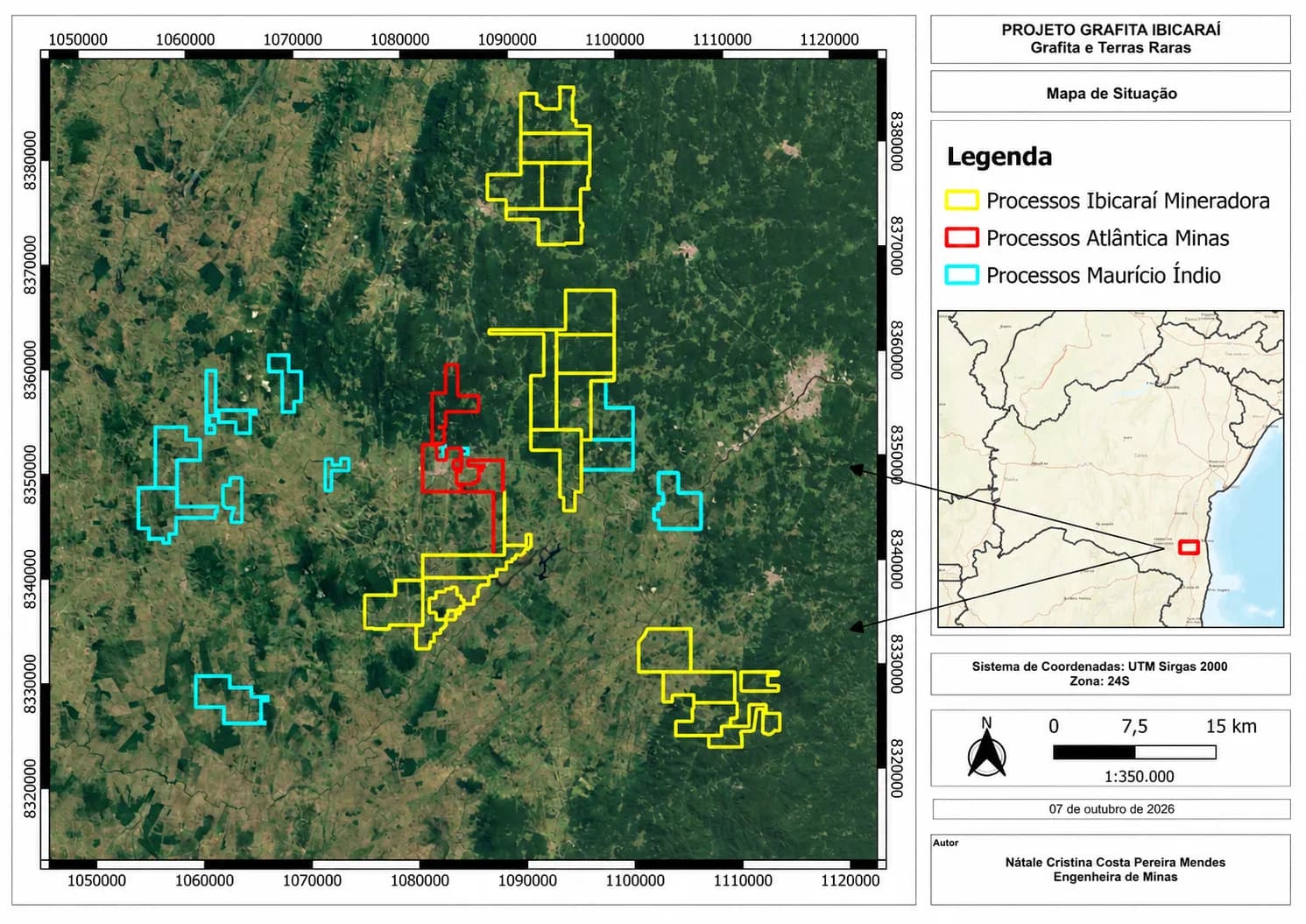 Mapa de localização do cluster Grafita e Terras Raras Ibicaraí, imagem 1